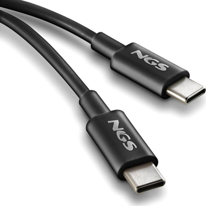 NGS Cable USB-C a USB-C ZYRO 60W-1 de 1m, 60W, Negro